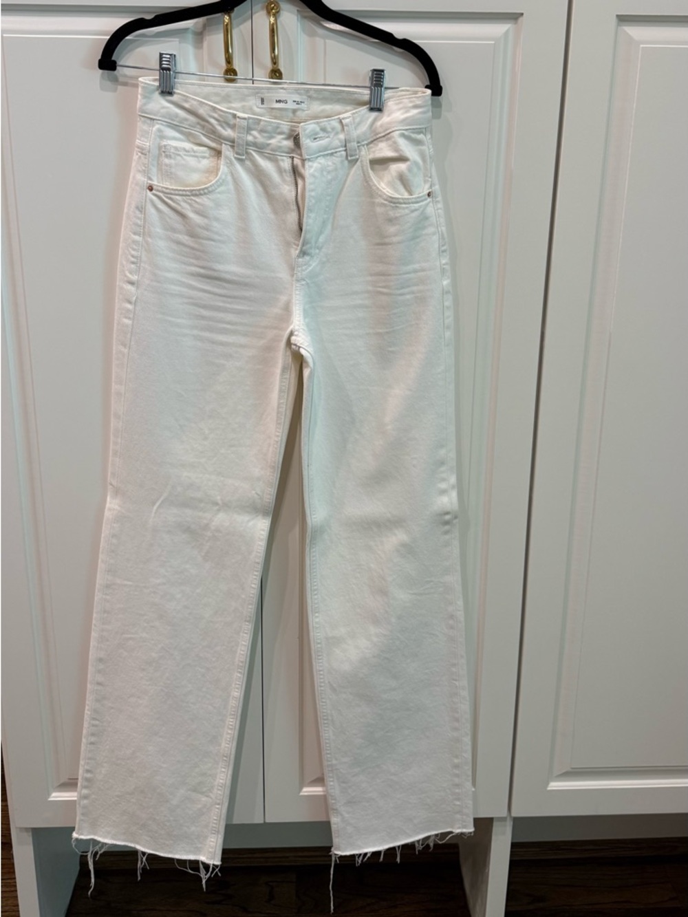 MANGO white denim flare jeans